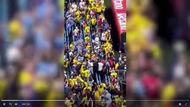 Incidentes entre hinchas de Colombia e hinchas y jugadores de la selección de Uruguay en la Copa América 2024