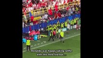 Cristiano Ronaldo reactions to 6 pitch invaders during Portugal vs Turkiey