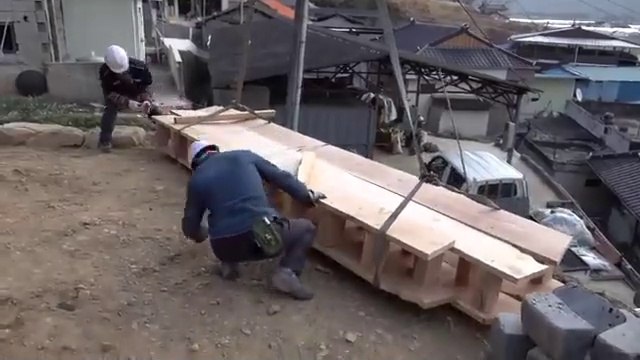 Process of Making Beautiful Korean-Style House. Skilled Korean Carpenter