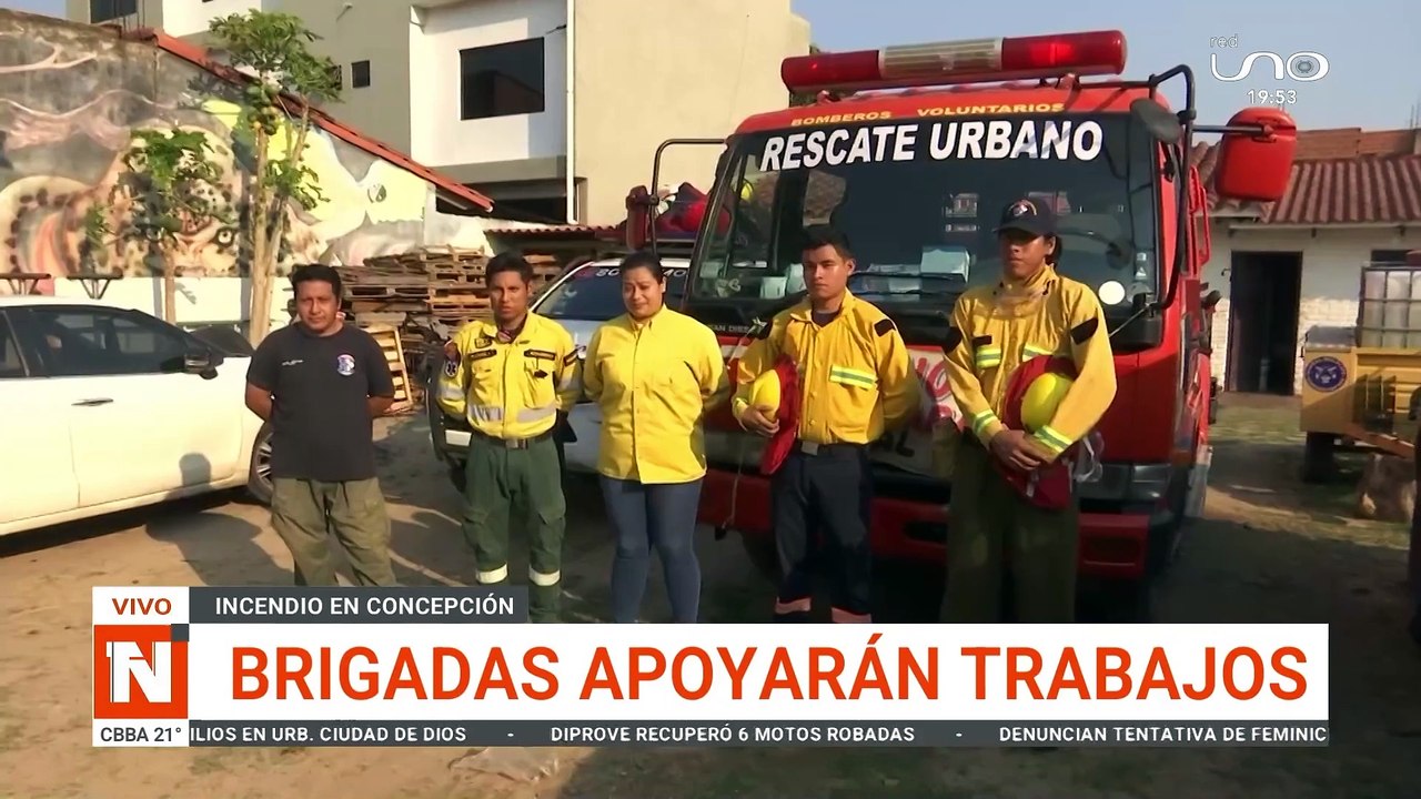 informe incendios en santa cruz  -  junto con 4 bomberos quemados