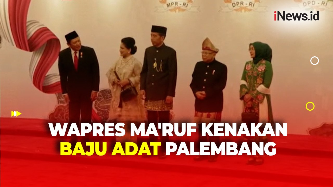 Gaya Wapres Ma'ruf Amin Kenakan Baju Adat Palembang di Sidang Tahunan MPR 2024