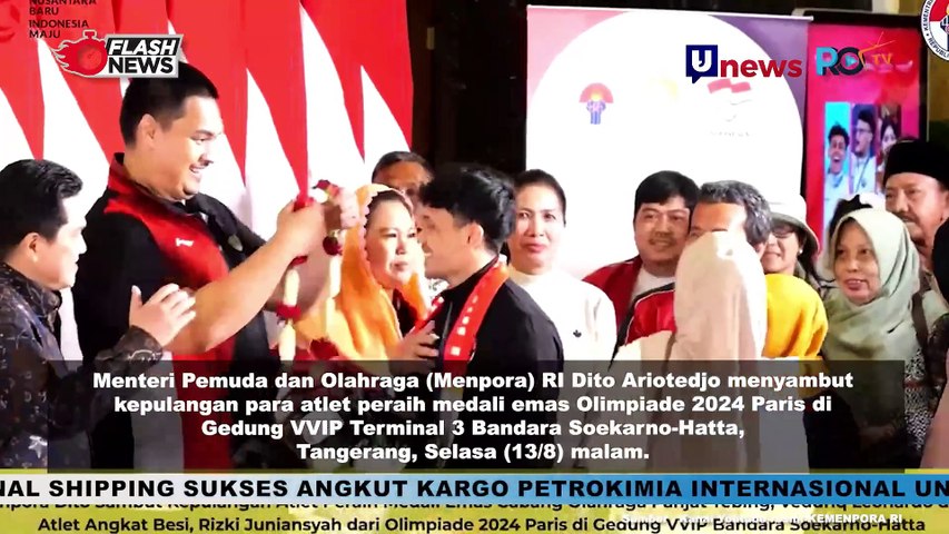 Kemenpora Sambut Kedatangan Atlet Peraih Medali Emas Olimpiade 2024 Veddriq Leonardo dan Rizki Juniansyah