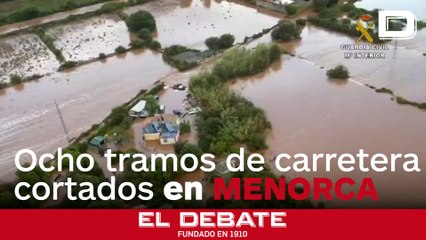 Ocho tramos de carreteras de Menorca permanecen cortados por inundación