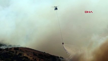Karşıyaka'daki orman yangınına, havadan müdahale başladı