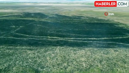 Eber Gölü'nün yanan bölümü havadan görüntülendi