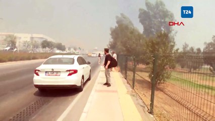 İzmir Karşıyaka'daki orman yangını, yerleşim yerlerine yaklaştı
