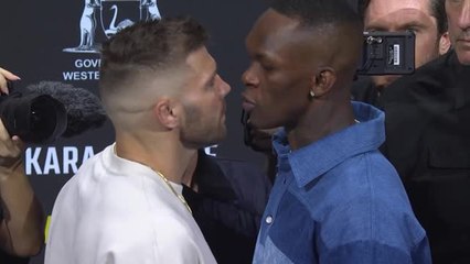 UFC 305 - Le premier face-à-face très tendu entre Du Plessis et Adesanya
