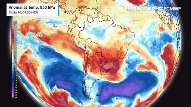 Anomalia de temperaturas em 850 hPa