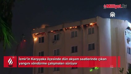İzmir’in Karşıyaka ilçesinde çıkan yangına müdahale sürüyor