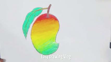 how to draw a simple & colorful mango  কিভাবে সহজে আম আঁকতে হয় ｜