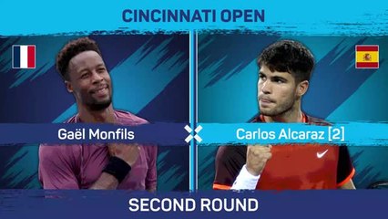 Descargar video: Alcaraz smashes racket in shock Monfils defeat