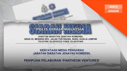 Scam: Skim penipuan pelaburan Pantheon Ventures babit kerugian RM14.9 juta