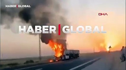 TIR’a arkadan çarpan TIR alev alev yandı