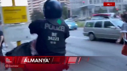 Almanya'da Filistin destekçisi kadına polisten sert müdahale