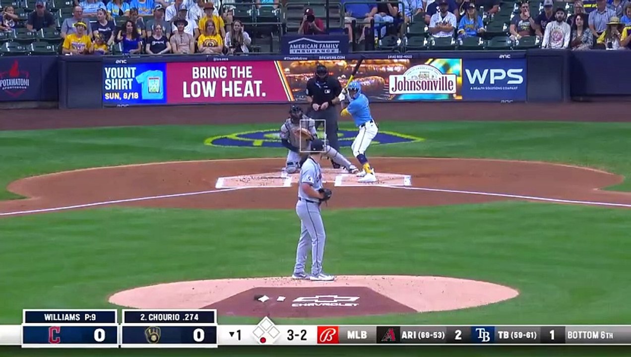 Jackson Chourio conectó su primer triple en Grandes Ligas