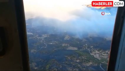 İzmir'deki orman yangınına havadan müdahale başladı