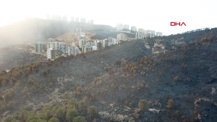 İzmir Karşıyaka'da orman yangını: Yanan alanların havadan drone görüntüleri