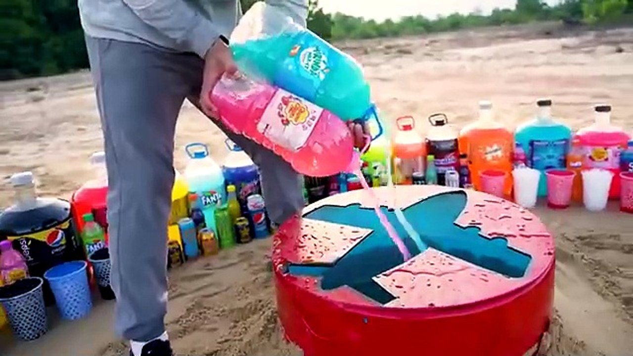 Big Toothpaste Eruption from Plane pit, Big Pepsi, Fanta, Mtn Dew, Coca ...