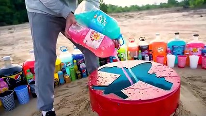 Big Toothpaste Eruption from Plane pit, Big Pepsi, Fanta, Mtn Dew, Coca Cola vs Mentos Underground