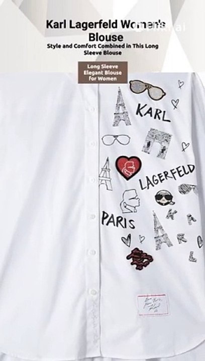 KARL LAGERFELD Women's Long Sleeve Iconic Motif Blouse