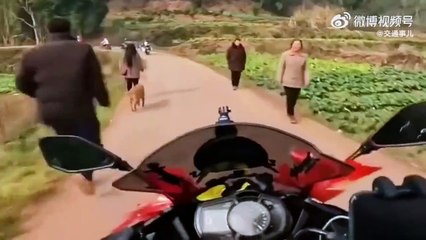 Ce motard a choisi le mauvais pied