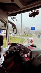 Beautiful girl driving skills_viral bus driver_trending#uswahkhan