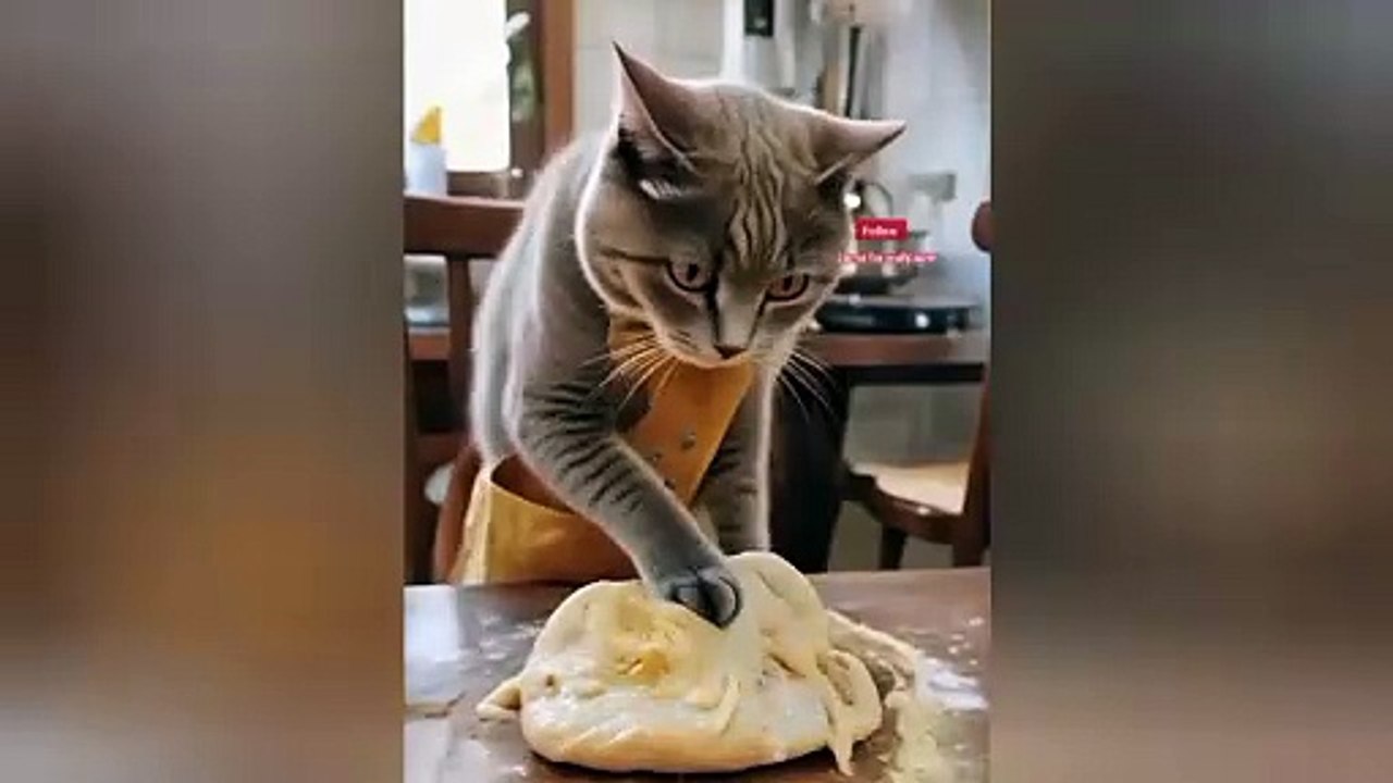 It's not just a cat .... it's a shef Cooking cat ...ai cat short clip