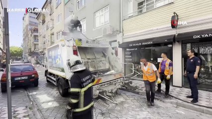 Çöpe atılan kül, çöp kamyonunu tutuşturdu