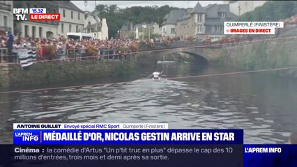 Le champion olympique Nicolas Gestin accueillit en star à Quimperlé ans le Finistère