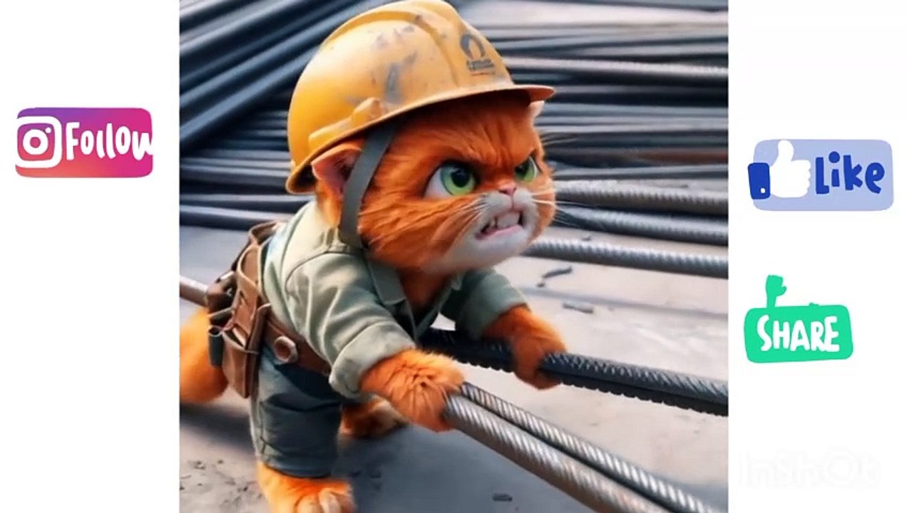 Beautiful cat hard working