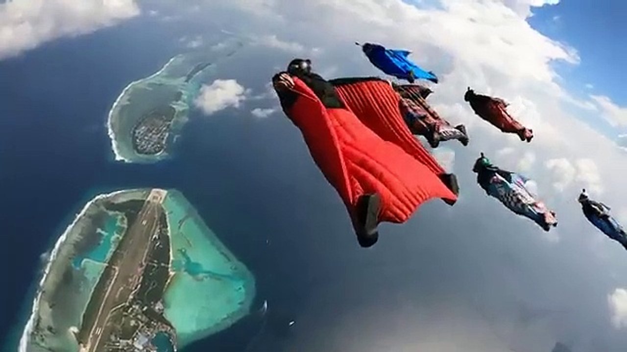 Wingsuit Flying over the Maldives Islands