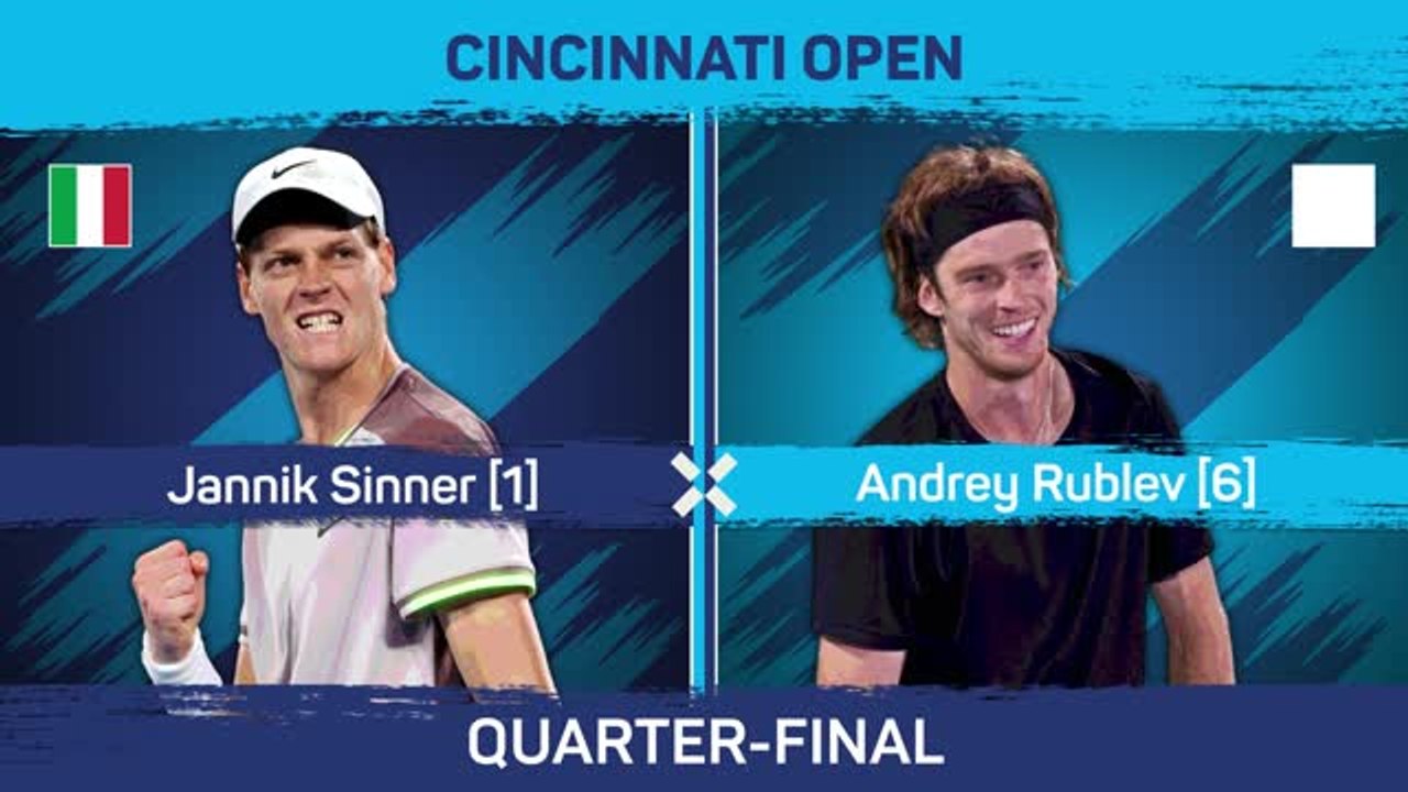 Sinner beats Rublev to reach Cincinnati semis