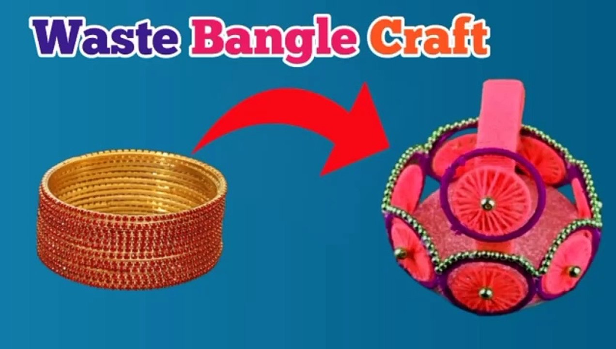 DIY EASY BANGLES FLOWER BASKET CRAFT IDEA | WOOLEN FLOWER VASE | BEST OUT OF BANGLES AND WOOL