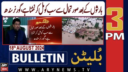 ARY News 3 PM News Bulletin | 18th August 2024 | Governor Sindh will appeal to the traders and NGOs