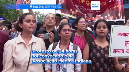 Milhares de profissionais de saúde na Índia protestam contra a violação e o assassínio de uma médica estagiária