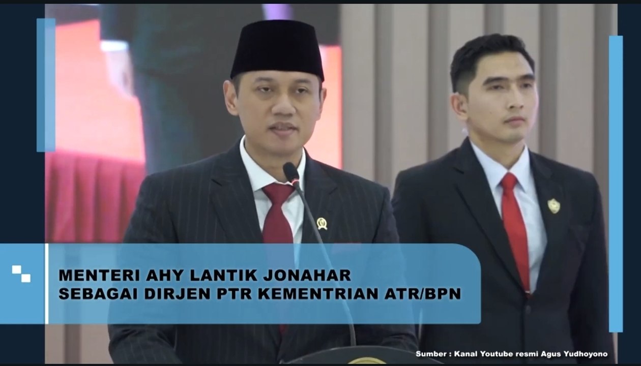 Menteri AHY Lantik Jonahar Sebagai Dirjen PTR Kementerian ATR/BPN