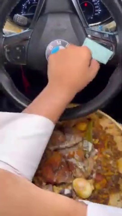 Ghouzi Chicken  Arabic chicken biryani bmw car  briyani eating  arabic street food