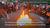 Protestors clashes with Police in Chicago after flag burning