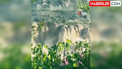 Erzurum'da heyelan anı kamerada Büyük tehlike yaşayan mahalle sakinleri tedirgin