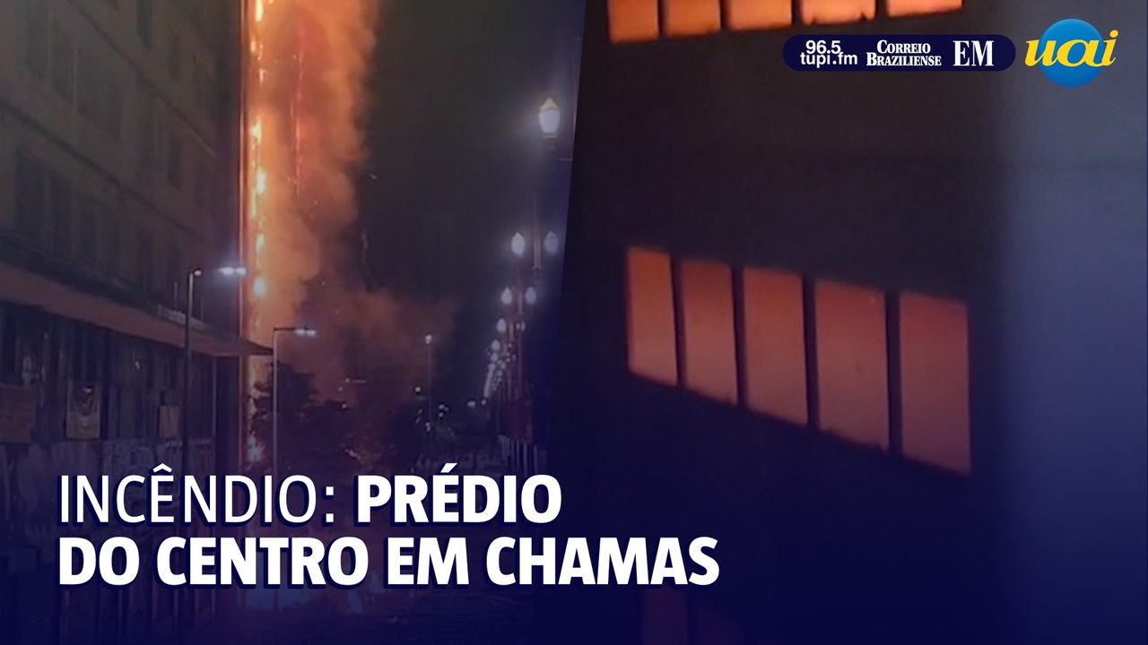 Incêndio destrói fachada de prédio no centro de BH