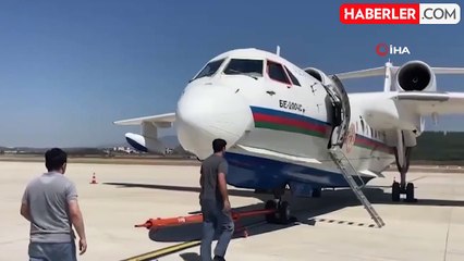 Azerbaycan'ın gönderdiği amfibi uçağı yangın söndürme çalışmalarına başladı