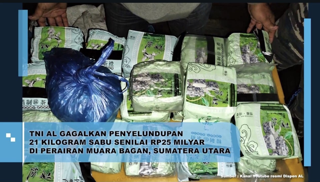 TNI AL Gagalkan Penyelundupan 21KG Sabu Senilai Rp25 Miliar di Perairan Muara Bagan, Sumatera Utara