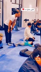 Father love ❤️  Father hug his soon during namaz