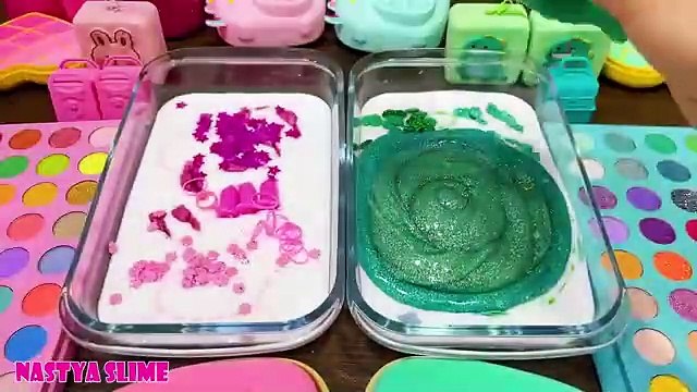 PINK vs MINT!!! Mixing random into GLOSSY slime!!!Satisfying Slime Video