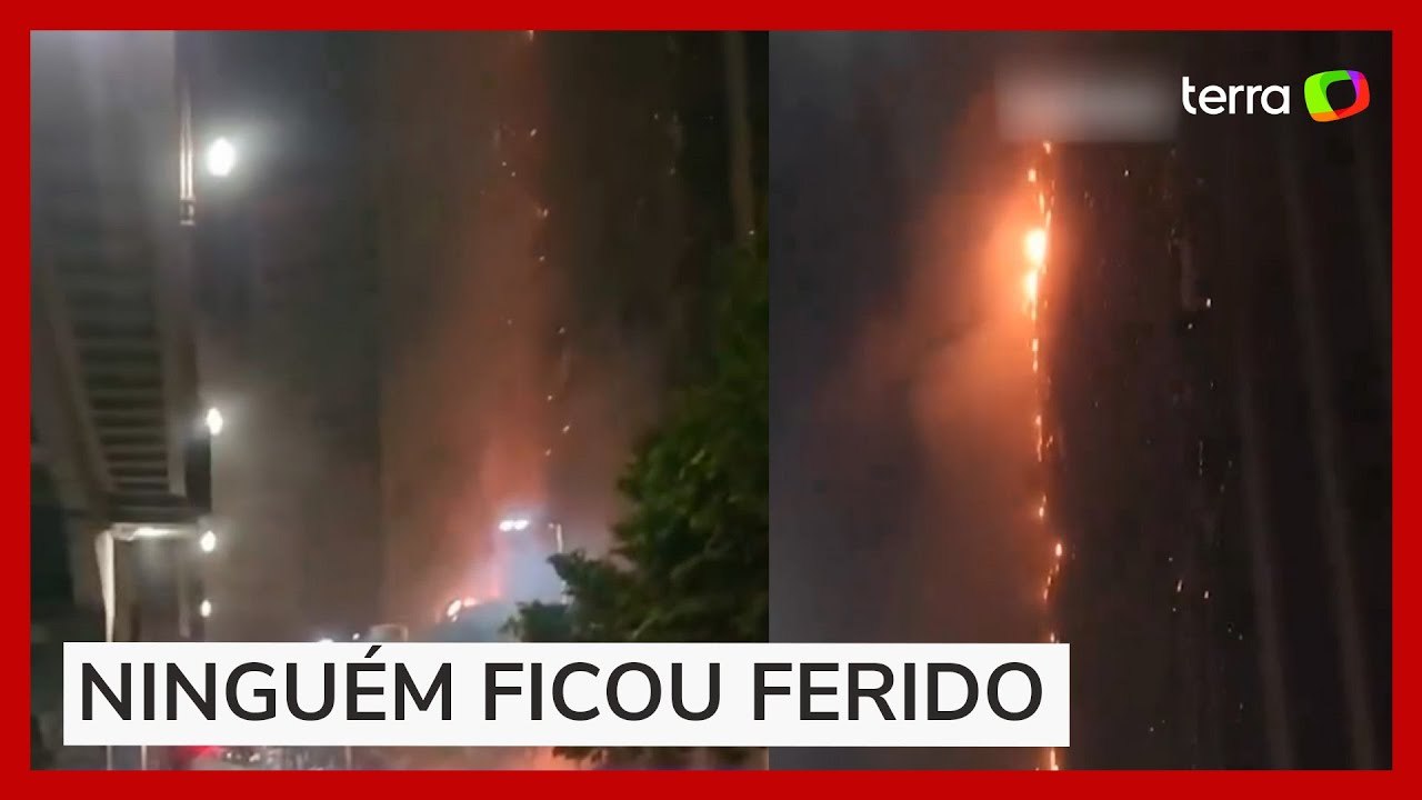 Incêndio destrói fachada de prédio no Centro de Belo Horizonte