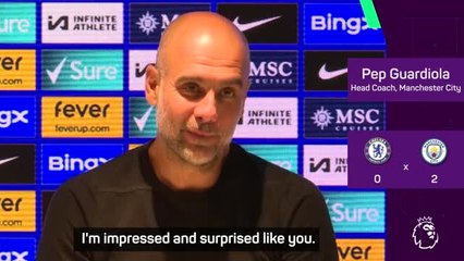 Скачать видео: Guardiola 'impressed and surprised' by Manchester City's opening day win