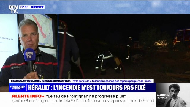 Incendie en Hérault: Le feu ne progresse plus mais il y a des risques de reprise , détaille le Lieutenant-Colonel Jérôme Bonnafoux, porte-parole de la fédération nationale des sapeurs-pompiers