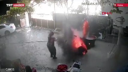 Hatay'da salça yapılırken patlama oldu: O anlar kamerada
