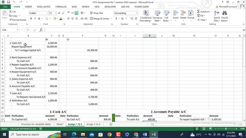 1413 Assignment No 1 Solution 2022-Q 2-AIOU-Autumn 2022-Financial Accounting