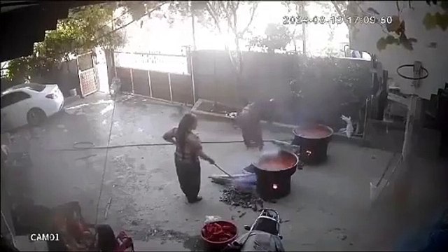 Hatay'da korkutan kaza! Salça kazanı böyle patladı